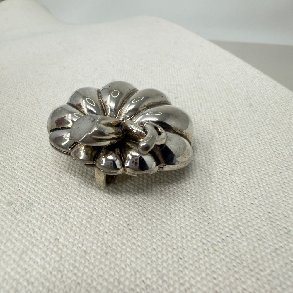Vintage Best‎ Pumpkin Brooch Silver Tone Thanksgiving Fall Autumn Pin Jewelry - Picture 4 of 8